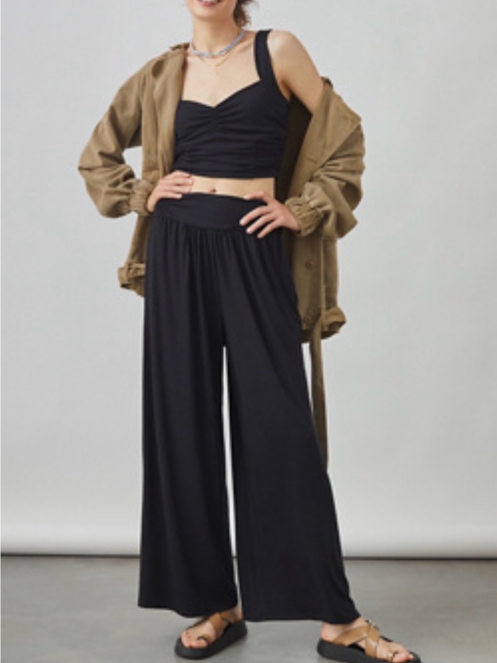 Anthropologie Maeve Wide Leg Black Loungewear Pants